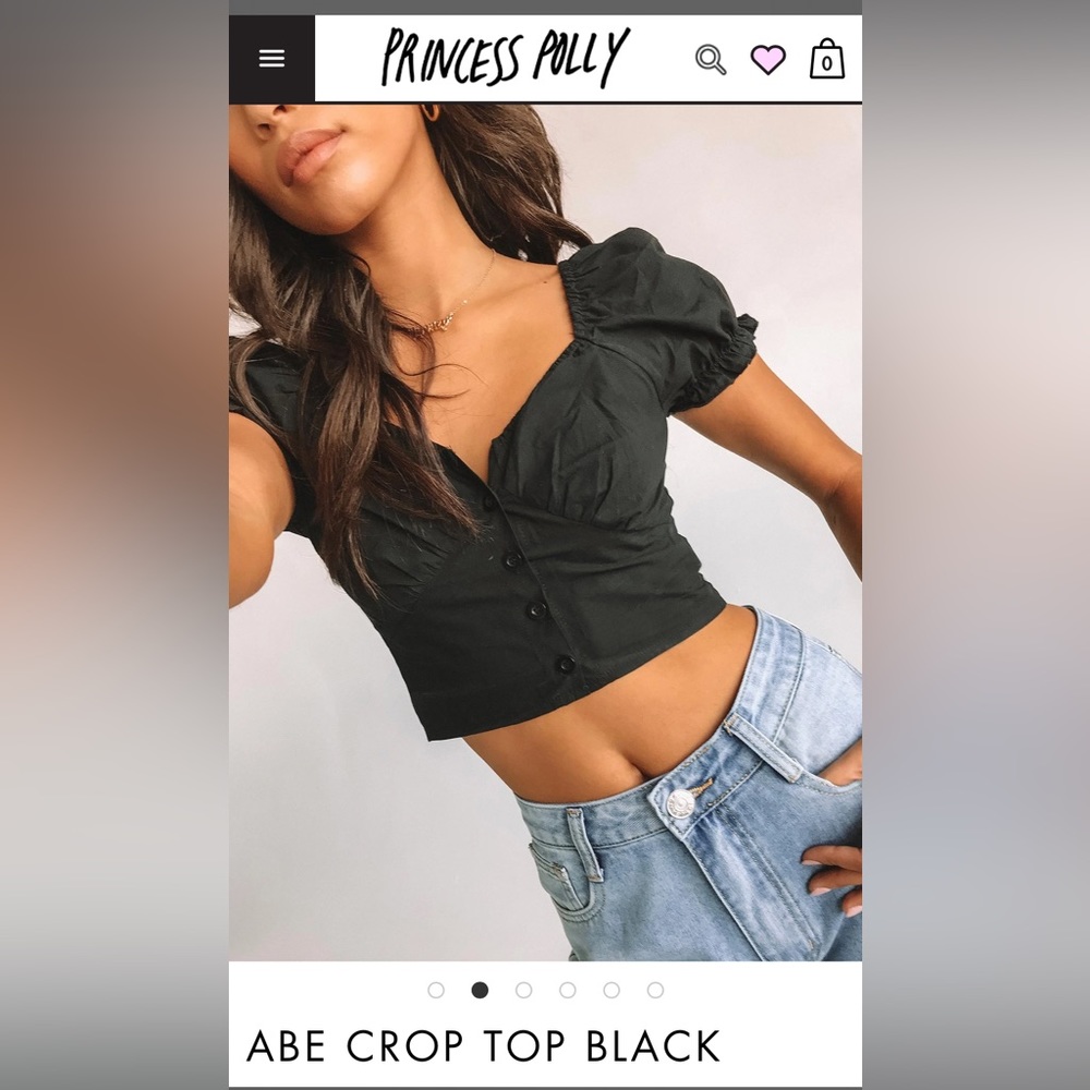 Princess Polly black buttoned crop top size 6 US never worn, tags attached